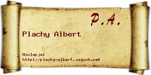 Plachy Albert névjegykártya